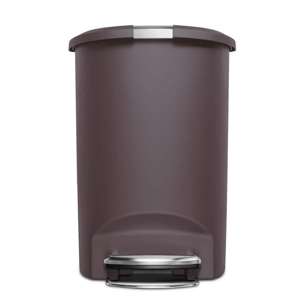 Mocha 50L Semi-Round Plastic Step Trash Can with Steel Pedal