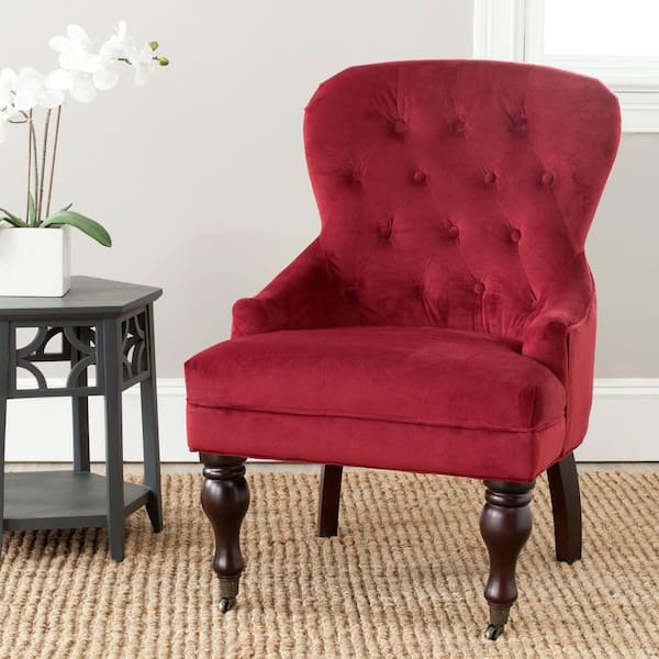 Safavieh Falcon Red Velvet/Java Cotton Velvet Arm Chair