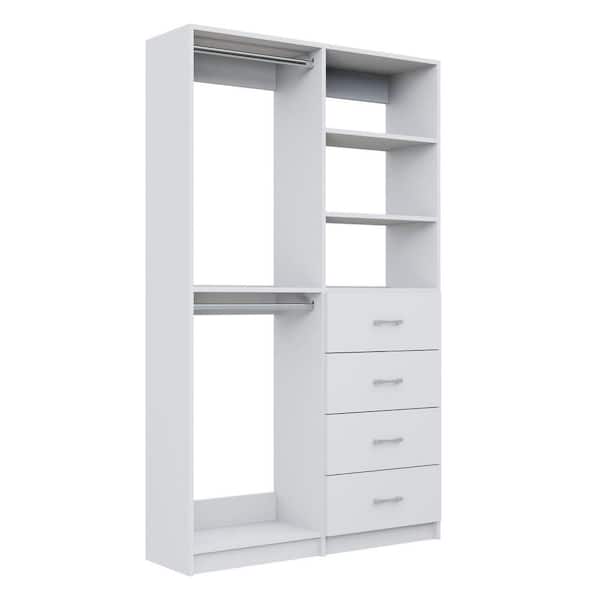 Alto 41.25 in. W White Double Hang and 4-Drawer Tower 10-Shelf Wood Closet System