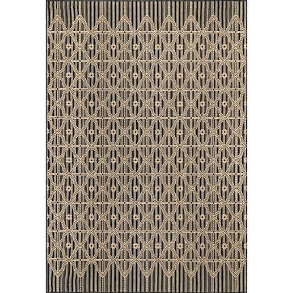 nuLOOM Elara Global Inspired Trellis Charcoal 4 ft. x 6 ft. Indoor/Outdoor Area Rug