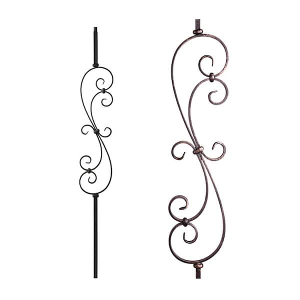 HOUSE OF FORGINGS Oil Rubbed Bronze 34.1.25-T Mega Large Spiral Scroll Hollow Iron Baluster for Staircase Remodel