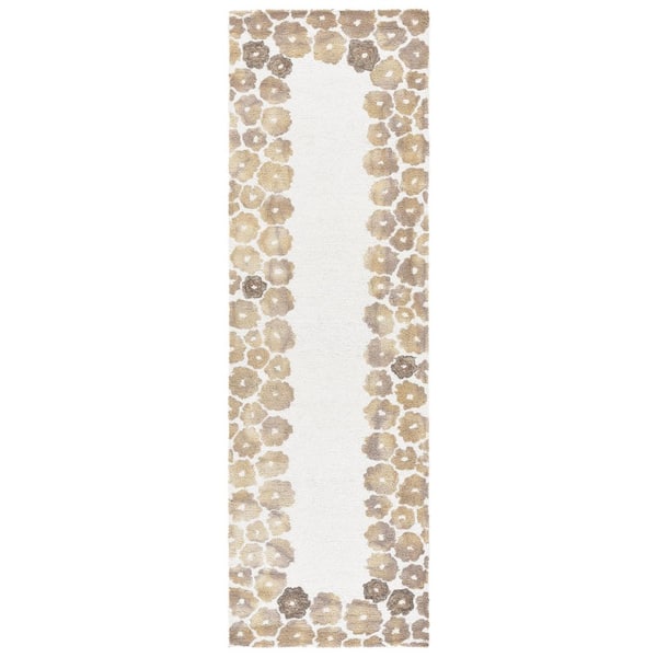 Jardin 2 ft. x 8 ft. Beige/Ivory Playful Floral Runner Rug