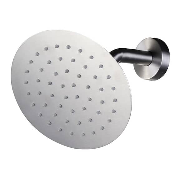 1-Spray Pattern 1.8 GPM 8 in. Single Wall Mount Rain Fixed Shower Head in Brushed Nickel
