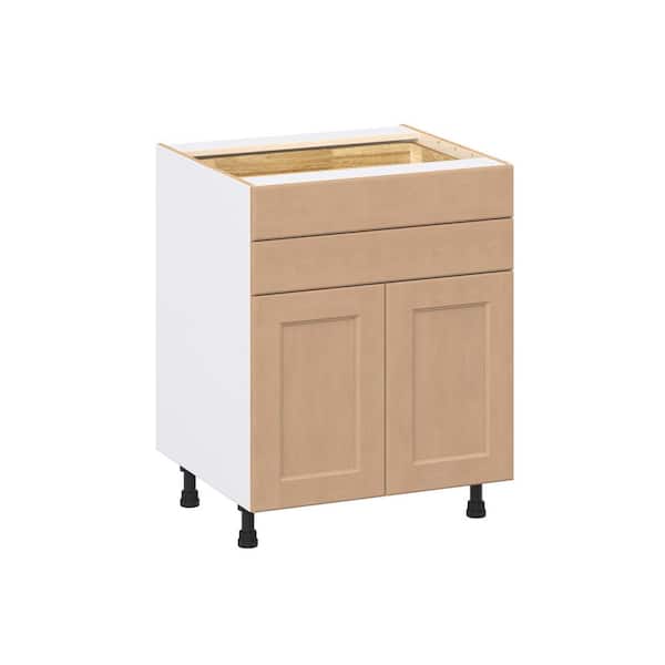 J COLLECTION Lakewood 27 in. W x 24.5 in. D x 34.5 in. H Assembled Shaker Base Kitchen Cabinet in Sugar Cookie with Two 5 in. Drawers