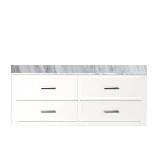 Sherman 48 in. W x 22 in. D White Double Bath Vanity with Carrara Marble Top