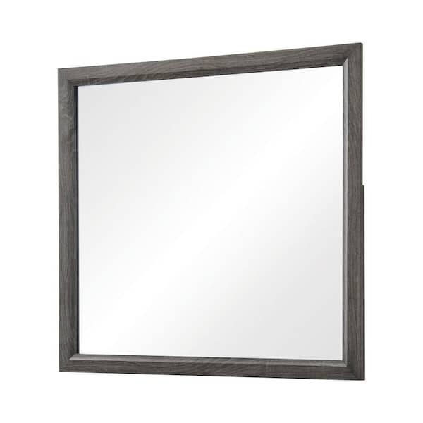 Benjara 0.75 in. W x 35 in. H Wooden Frame Brown Wall Mirror