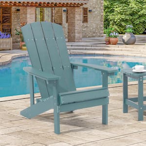 Recycled Plastic Weather Resistant Outdoor Patio Adirondack Chair in Lake Blue