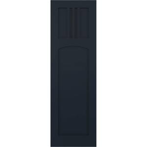 15 in. x 25 in. PVC True Fit San Miguel Mission Style Fixed Mount Flat Panel Shutters Pair in Starless Night Blue