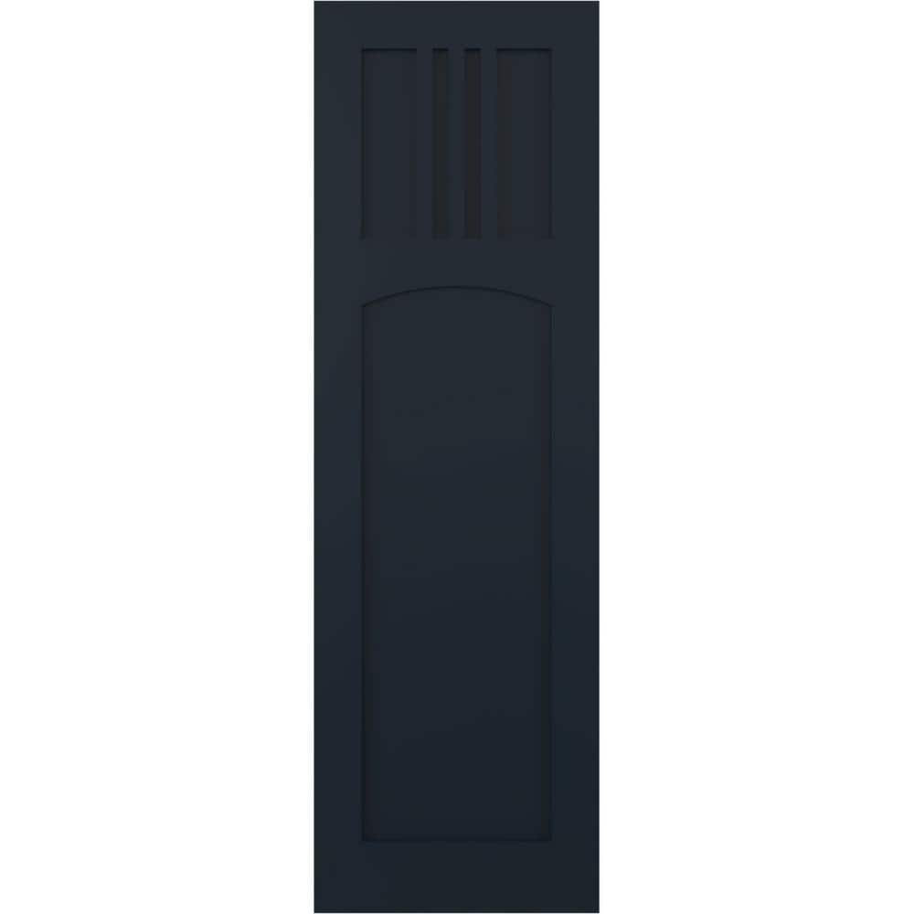 15 in. x 40 in. PVC True Fit San Miguel Mission Style Fixed Mount Flat Panel Shutters Pair in Starless Night Blue price history on PriceWatchPro
