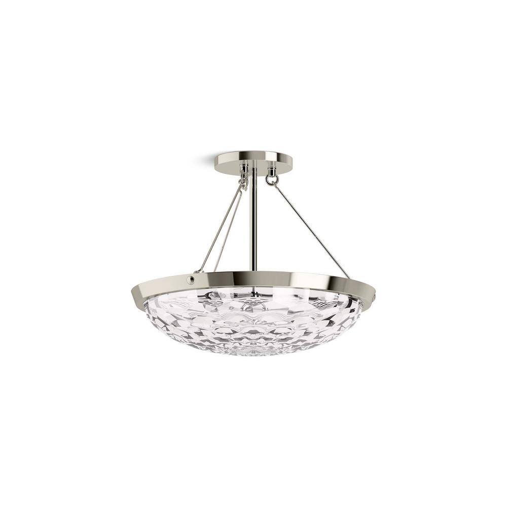 Arendela Polished Nickel Glass Semi-Flush Light