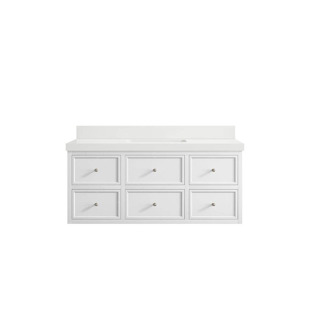 Roswell Floating 48 in. W x 22 in.D x 36 in. H Single Sink Bath Vanity in White with 2 in. White qt. Top price history on PriceWatchPro