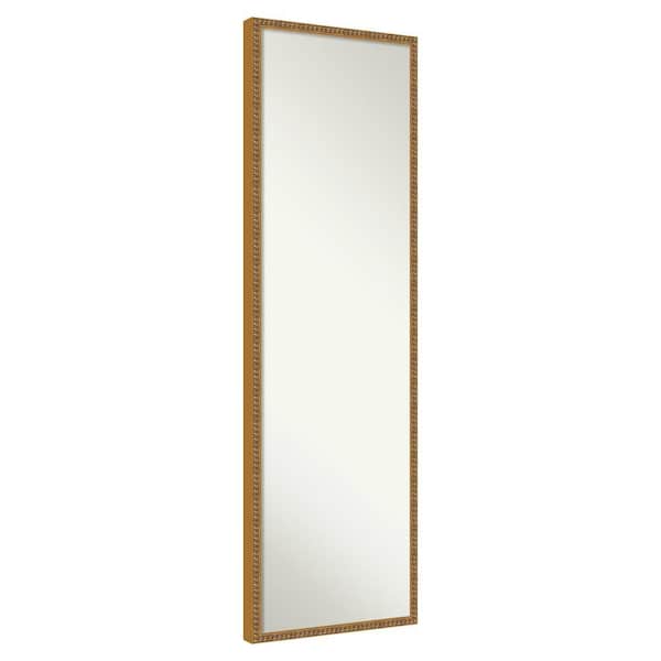 Bradford Bead Gold 15.25 in. x 49.25 in. Non-Beveled Traditional Wood Framed Full Length on the Door Mirror