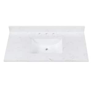 43 in. W x 22 in. D Engineered stone composite Vanity Top in Cala White with White Rectangular Single Sink