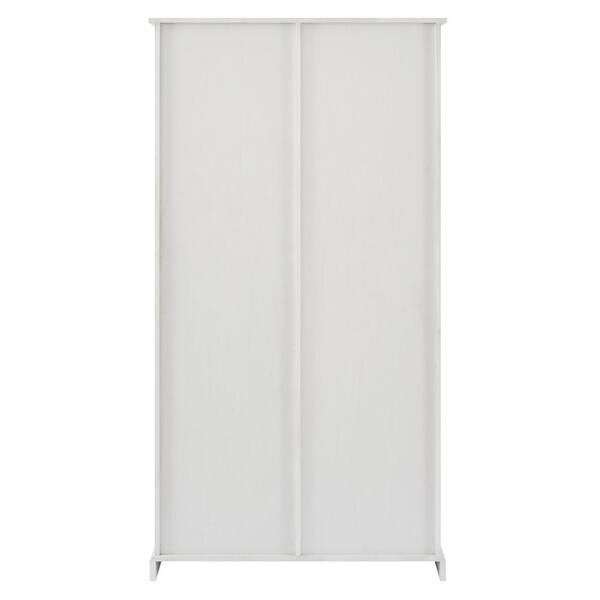 Welwick Designs Brushed White Wood and Metal Farmhouse Storage Cabinet with  Grooved Sliding Door HD8970 - The Home Depot