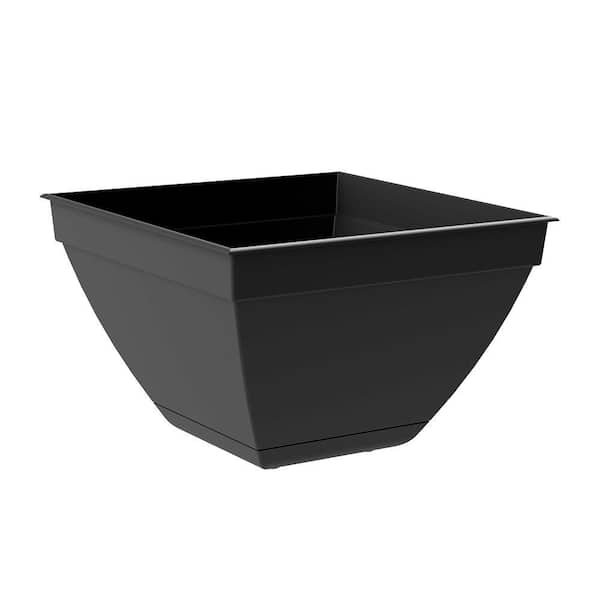 Bloem Dayton 14 in. W x 9.5 in. Tall Black Resin Deck Box Planter