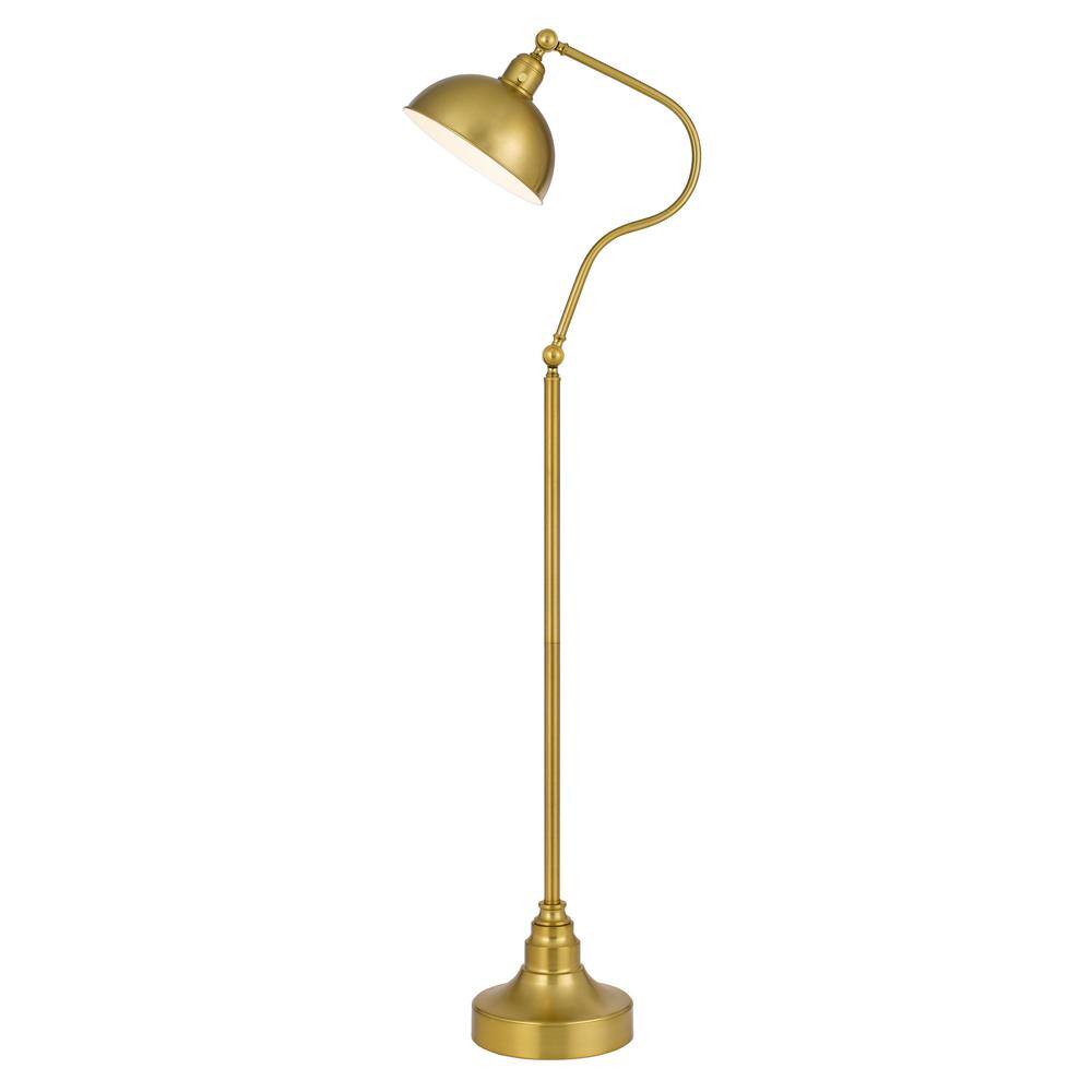 60 in. Antique Brass Adjustable Arc Floor Lamp with Half Dome Shade