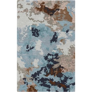 E1771 Blue 5 ft. x 8 ft. Hand Tufted Modern Wool and Viscose Area Rug
