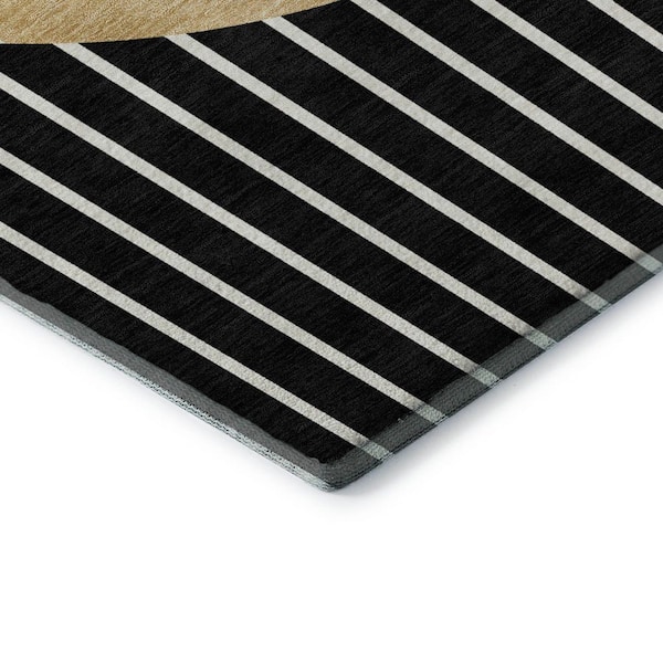 Mayfield Premium Machine Washable Abstract AMF994 Black 2 ft. x 3 ft. Area Rug