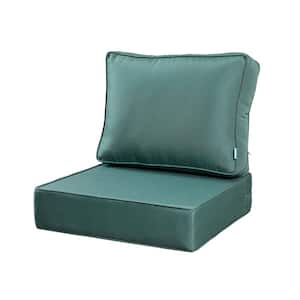 Outdoor Deep Seat Square Cushion/Pillow Set 24x24" 18x24", for Lounge Chair Loveseat Bench (Aqua)