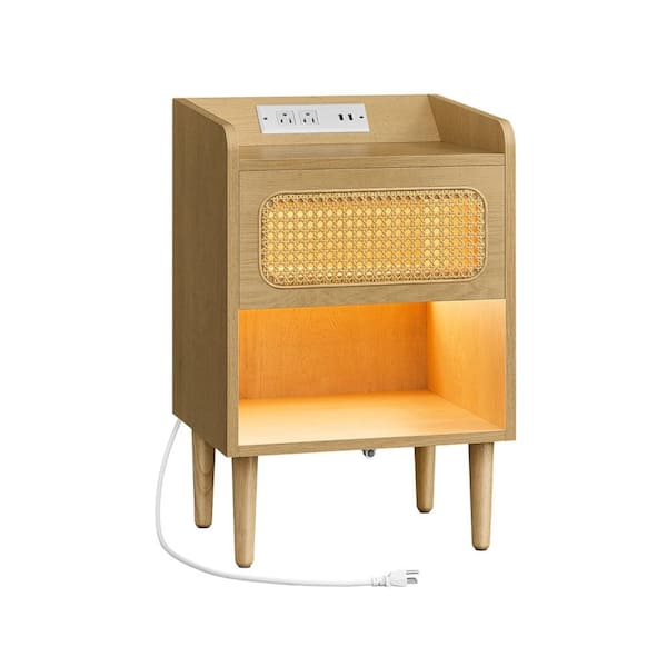 Benjara 15.75 in. Brown and Black 1-Drawer Wooden Nightstand (Set of 2)