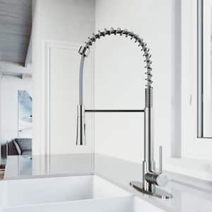 Laurelton Single Handle Pull-Down Sprayer Kitchen Faucet Set with Deck Plate in Stainless Steel
