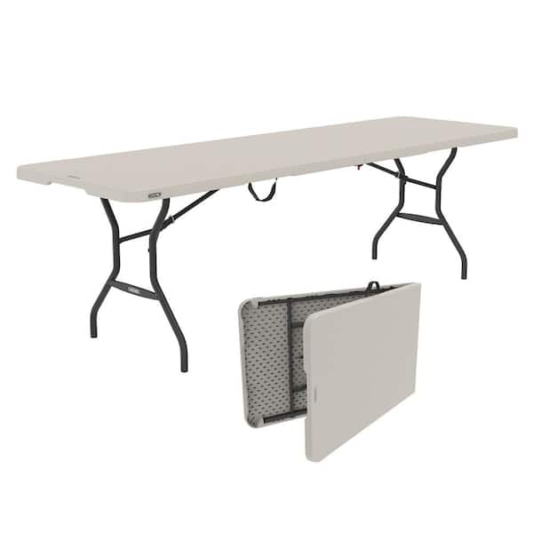 Lifetime 96 in. L Rectangle Almond Resin Top Fold-in-Half Table with Bronze frame