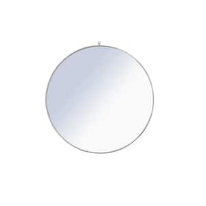 Timeless Home 48 in. W x 48 in. H Contemporary Metal Framed Round Silver Mirror