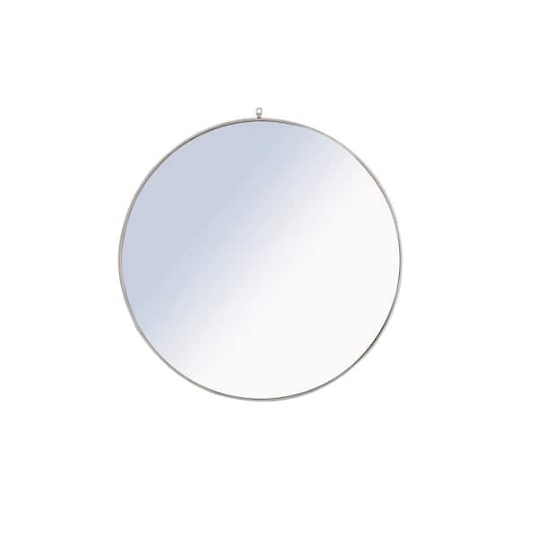 Unbranded Timeless Home 48 in. W x 48 in. H Contemporary Metal Framed Round Silver Mirror