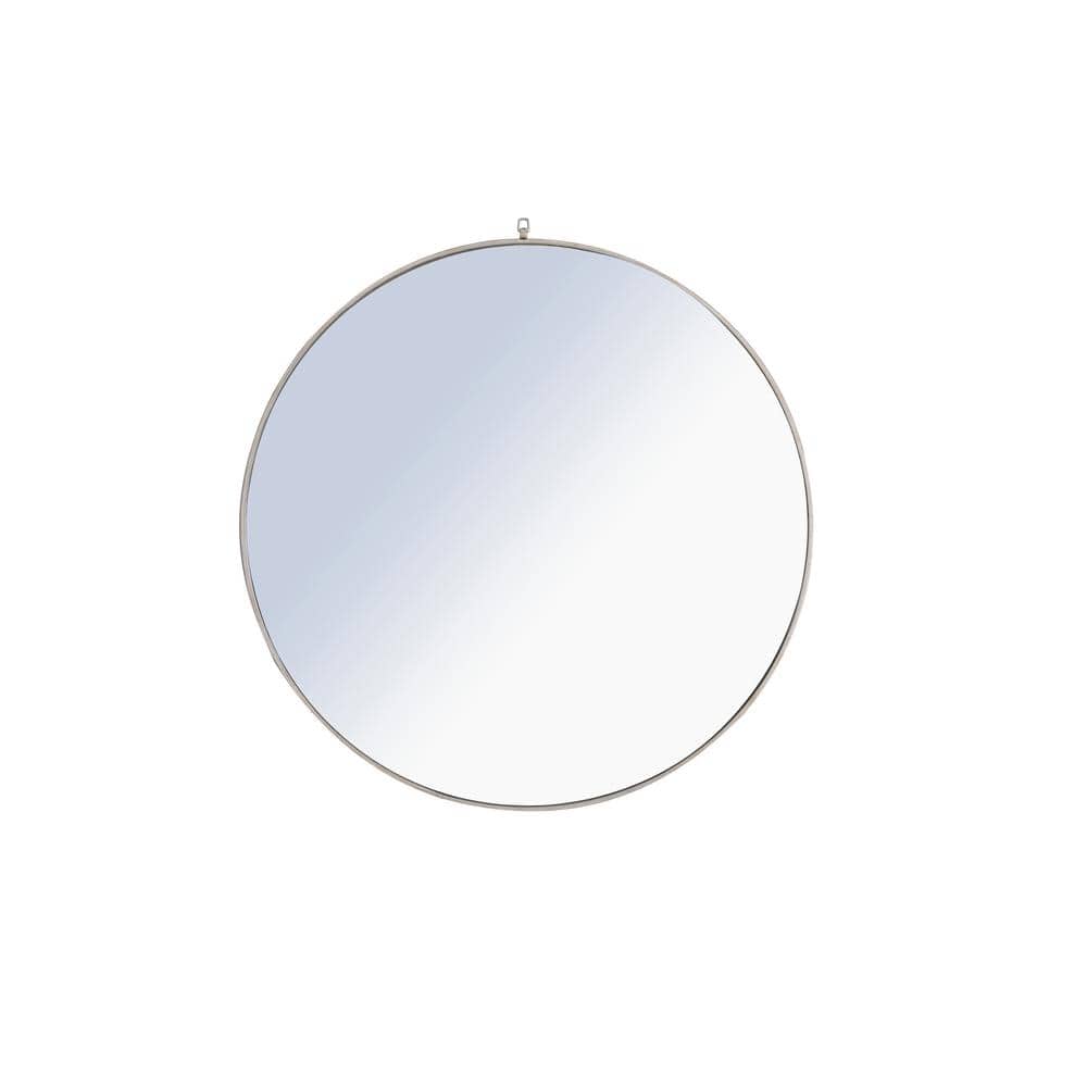 Large Round Silver Modern Mirror (48 in. H x 48 in. W)