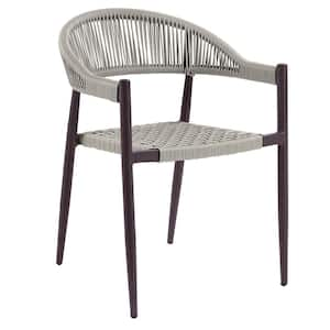 Decolina Dark Brown Aluminum Outdoor Dining Chair in Gray