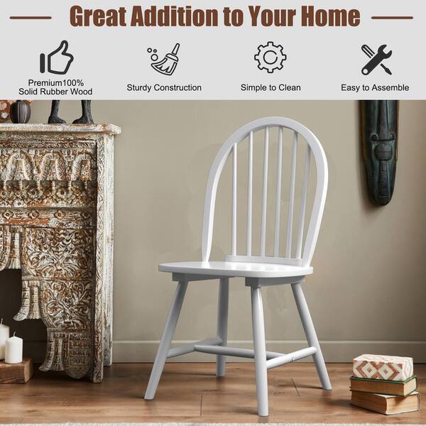 Costway White Vintage Windsor Dining Side Chair Wood