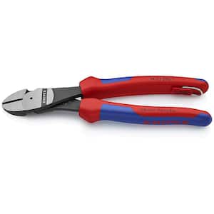 8 in. Angled High Leverage Diagonal Cutting Pliers with Dual-Component Comfort Grips and Tether Attachment