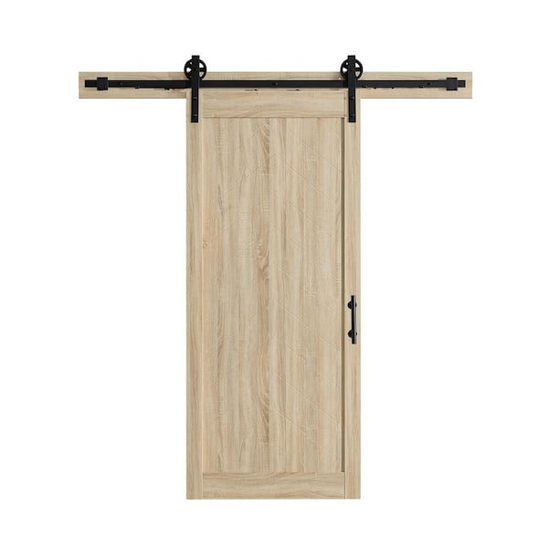 OVE Decors Cooper 36 in. x 84 in. French Oak Wood Sliding Barn Door in Textured with Soft Close Hardware Kit