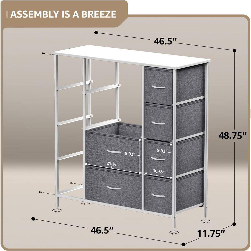 Sleek White 12-Drawer Organizer with Faux Wood Top and Steel Frame