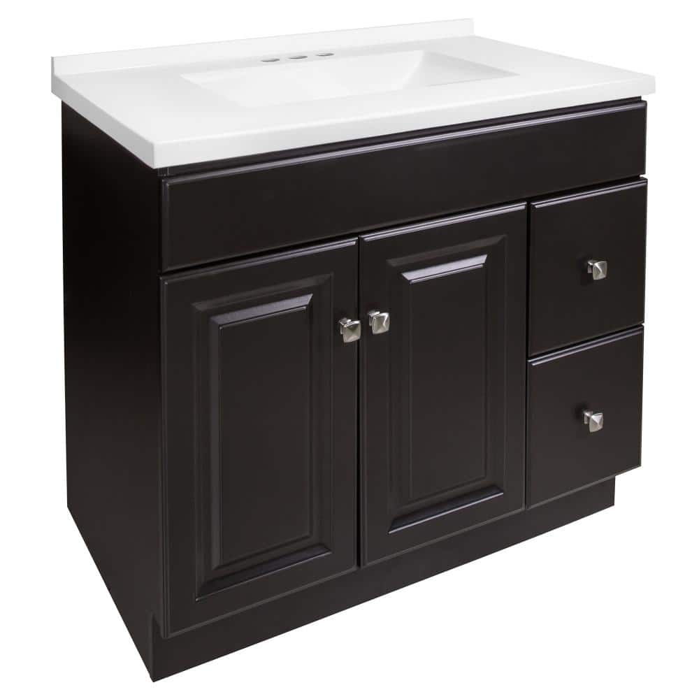 Wyndham 37 in. W Single 4 in. Centerset Sink Bathroom Vanity in Espresso wi