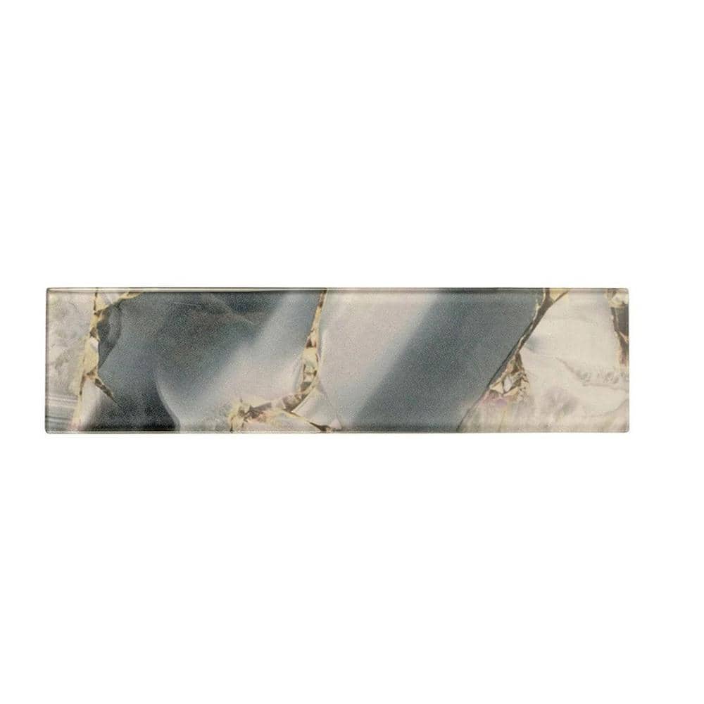 Carnelian 3" x 12" Glossy Gray Glass Subway Tile