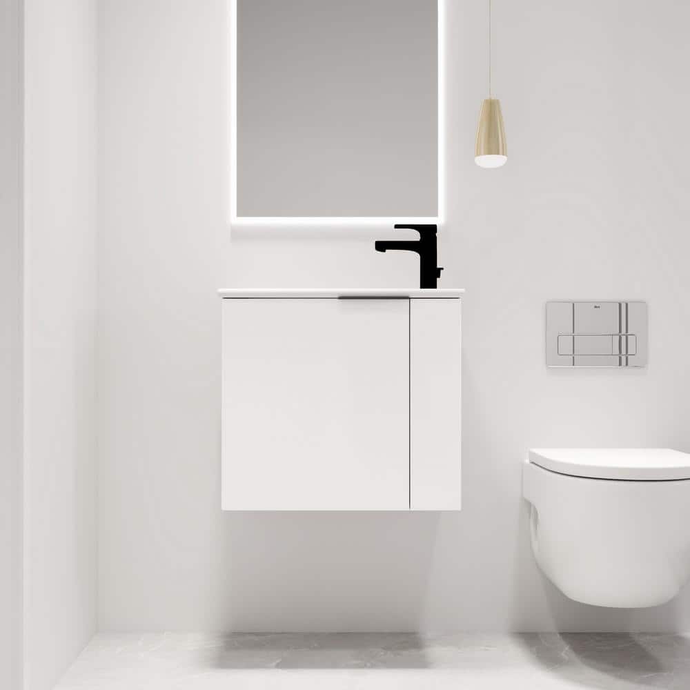 22 in. W x 13 in. D x 19.7in. H Single Sink Wall-Mounted Bath Vanity in Whi