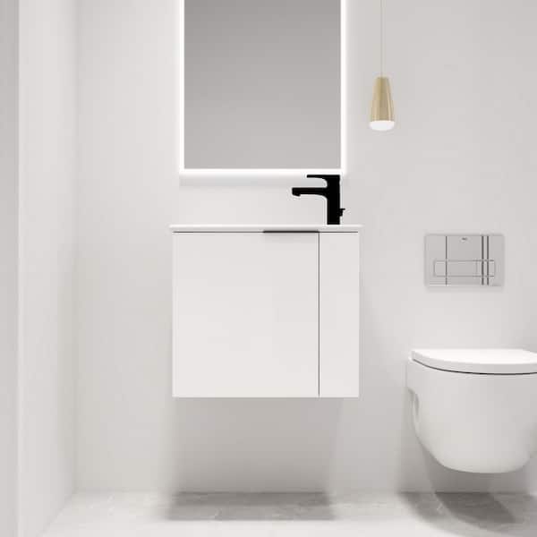 ARTCHIRLY 22 in. W x 13 in. D x 19.7in. H Single Sink Wall-Mounted Bath Vanity in White with White Ceramic Vanity top