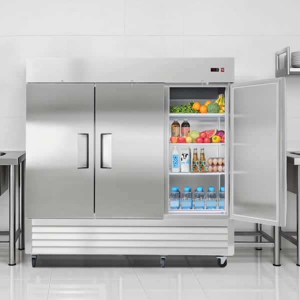 Commercial Refrigerator 69 cu. ft. Reach In 85.2 in. W Upright Refrigerator 3-Doors Auto-Defrost Stainless Steel