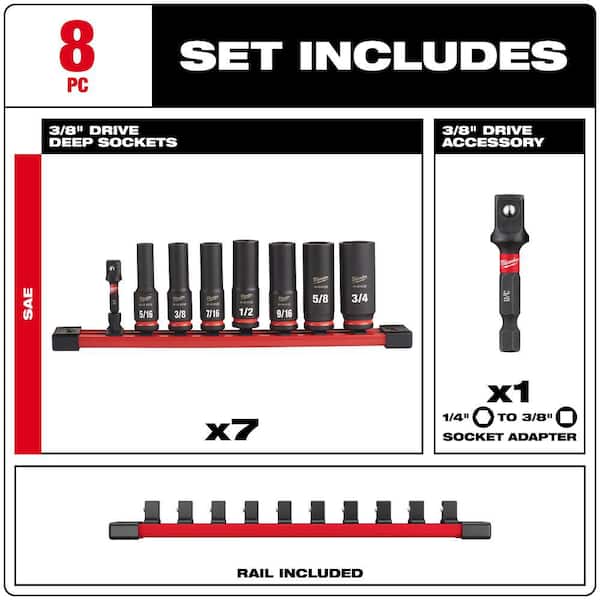 Milwaukee SHOCKWAVE Impact Duty 3/8 in. SAE Deep Impact Rated