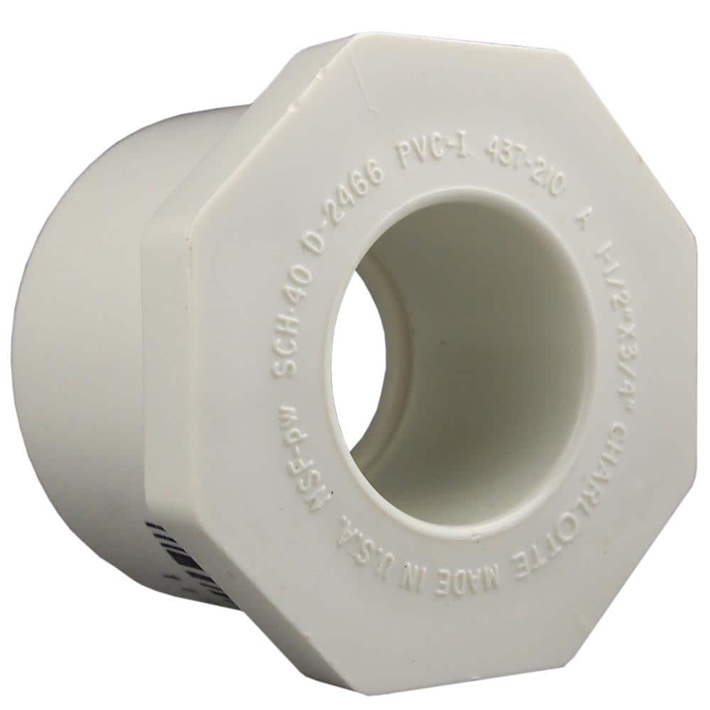 Charlotte Pipe 2 In X 3 4 In Pvc Schedule 40 Reducer Bushing Pvc021071275hd The Home Depot