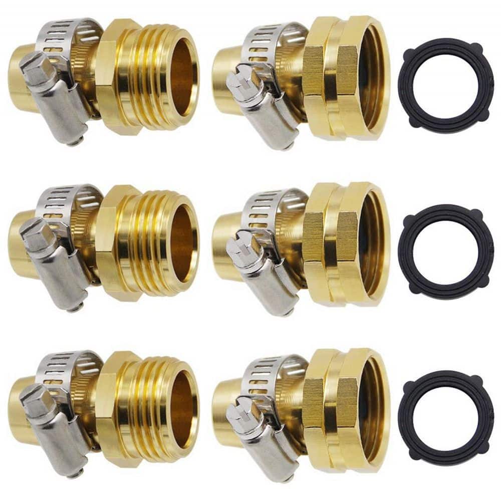3/4 in. x 5/8 in. Garden Hose Repair Connector with Clamps (3-Set)