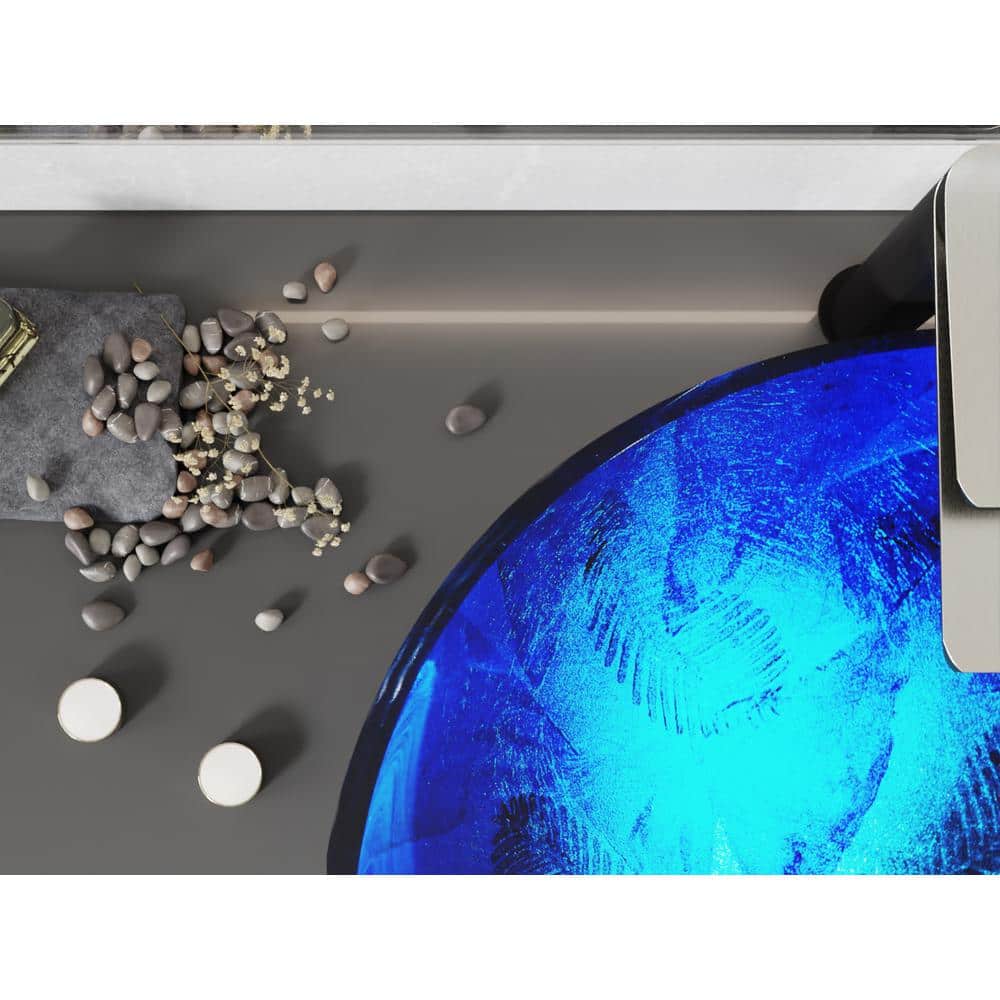 Stellar Blue Glass Above-Counter Circular Bathroom Sink