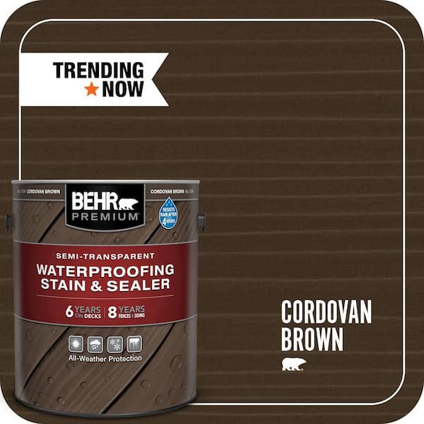 BEHR PREMIUM 1 gal. #ST-104 Cordovan Brown Semi-Transparent Waterproofing Exterior Wood Stain and Sealer