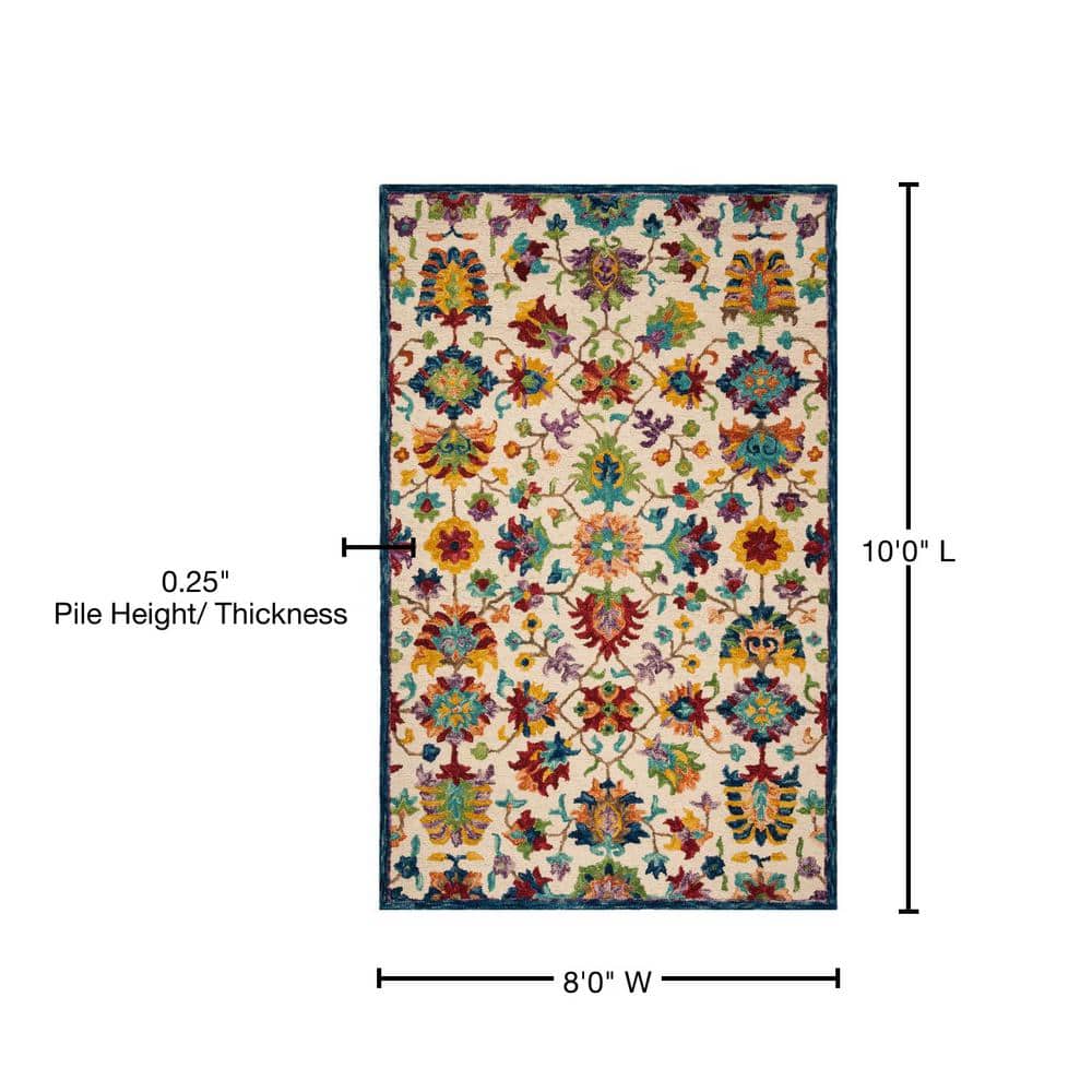 Hand-Tufted Chic Blue Wool 8' x 10' Area Rug with Non-Slip Feature