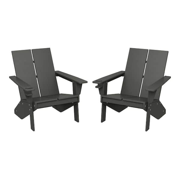 WESTIN OUTDOOR Coastin Outdoor Patio Weather Resistant Modern Poly Plastic Gray Adirondack Chair (Set of 2)