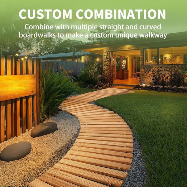 Oyezvary 11.5 ft. Natural Sycamore Wooden Garden Pathway Roll-Out