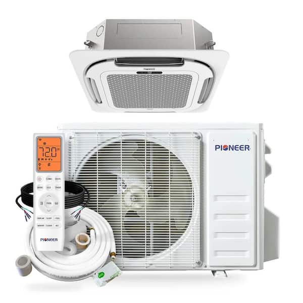 18,000 BTU 1.5 Ton Compact Cassette 20.5 SEER 4-Way Cassette Air Conditioner with Heat Pump 230-Volt