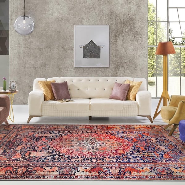 Copley Brown 7 ft. 6 in. x 9 ft. 6 in. Oriental Medallion Modern Polyester Area Rug