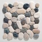 Classic Pebble White/Tan/Black 11-1/4 in. x 11-1/4 in. x 12.7mm Indonesian Mesh-Mounted Mosaic Tile (9.61 sq. ft./case)